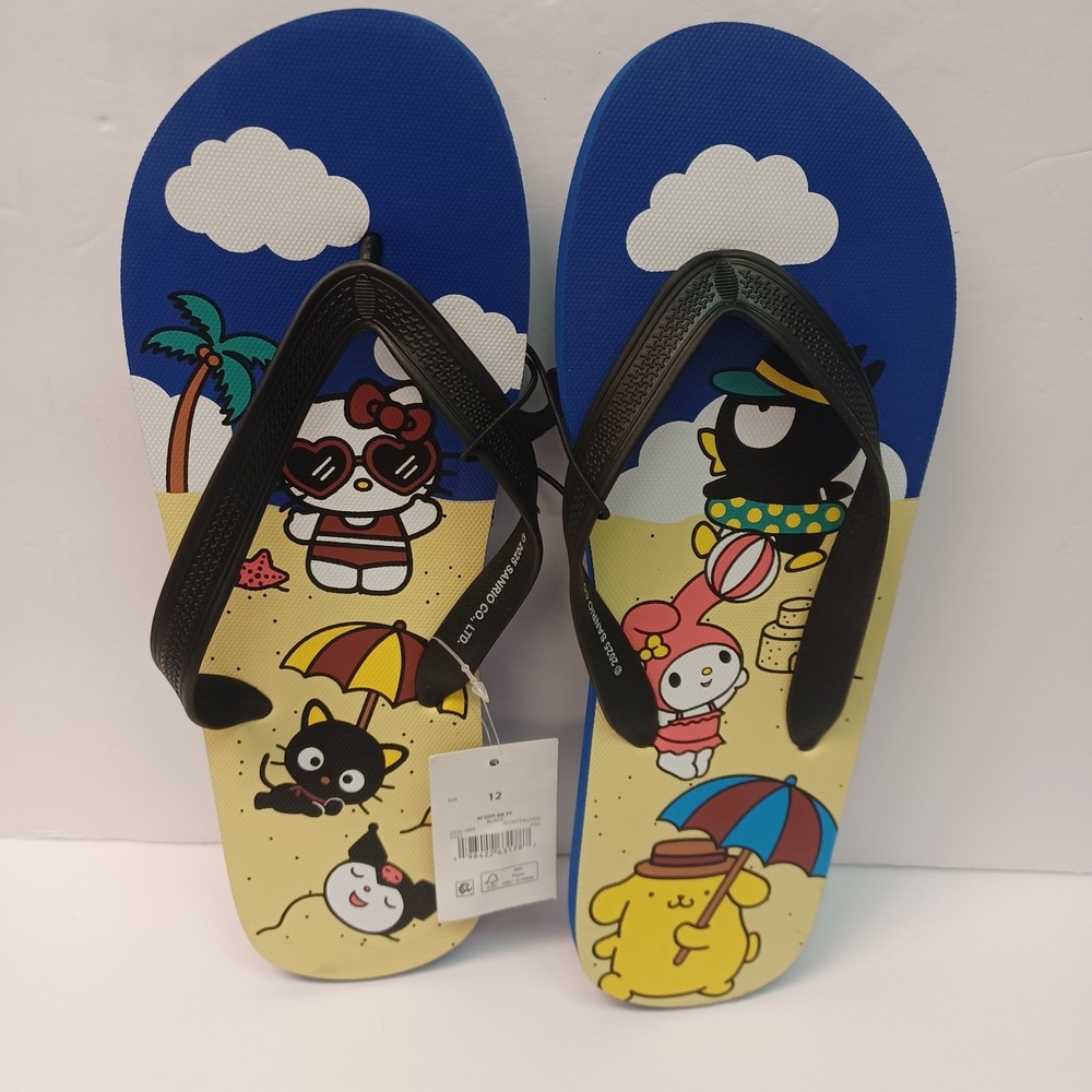 Men's Hello Kitty And Friends Sandals Size‎ 12 Blue Black And Yellow Bioworld